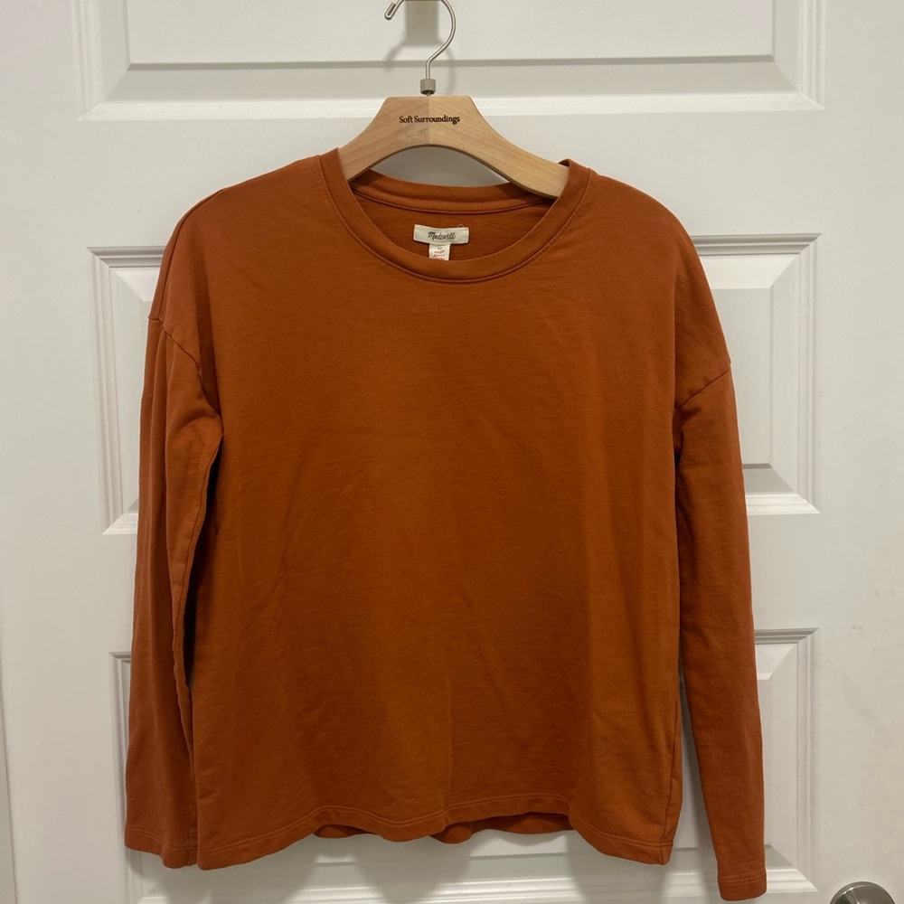 Madewell Rust Knit Long Sleeve Pullover T-shirt XS 100% cotton